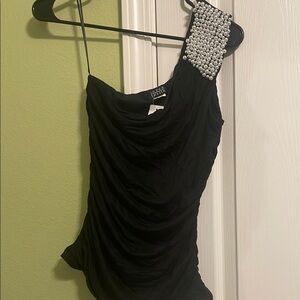 Joyce Leslie Black One-Shoulder Sheath Top